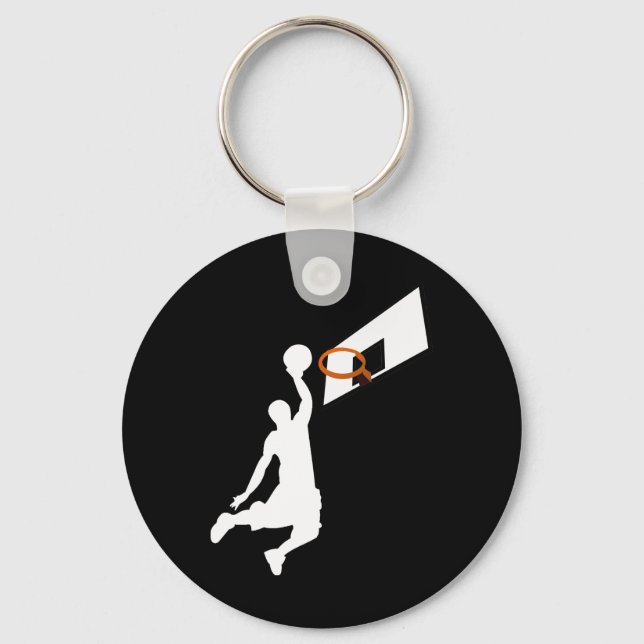 Slam Dunk Basketball Player - Weiße Silhouette Schlüsselanhänger (Vorderseite)
