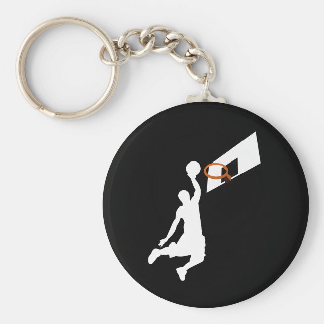 Slam Dunk Basketball Player - Weiße Silhouette Schlüsselanhänger (Vorne)