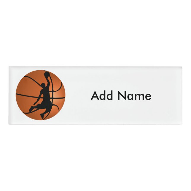 Slam Dunk Basketball Spieler auf Basketball Namenschild (Vorderseite)