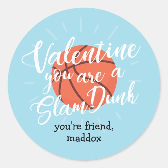 Slam Dunk Basketball Valentine Sticker (Vorderseite)