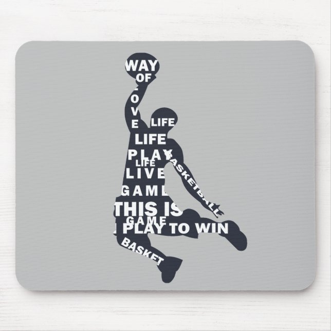 Slam dunk Basketballspieler mit Volltext Mousepad (Vorne)