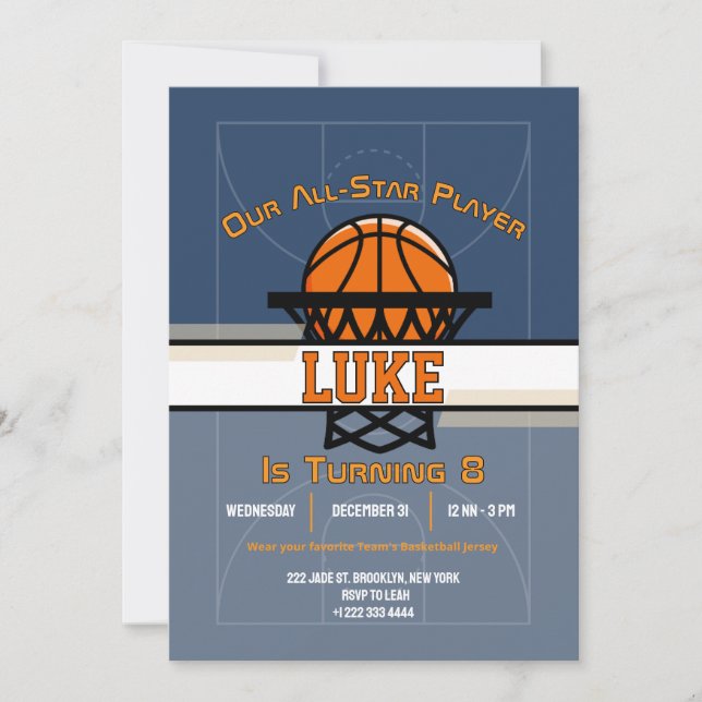 Slam Dunk Birthday Bash Einladung (Vorderseite)