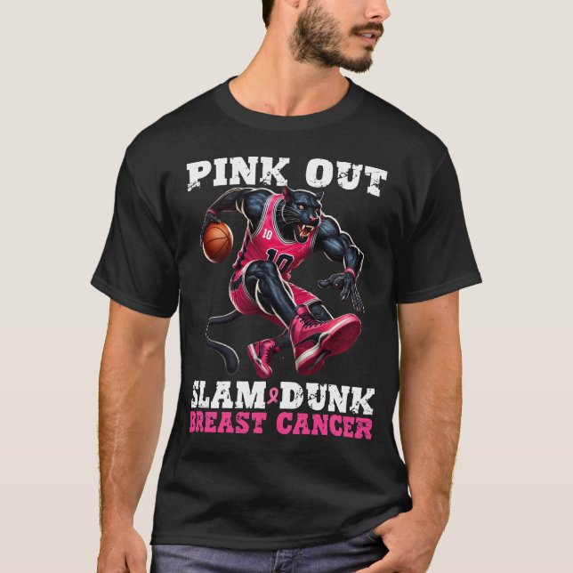 Slam Dunk Brustkrebs Pink Out, Basketball T-Shirt (Vorderseite)