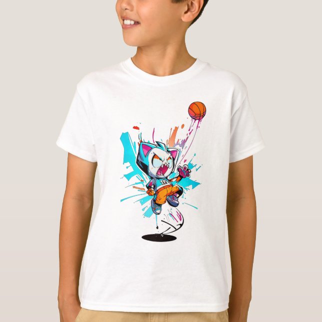 "Slam Dunk Cat" T-Shirt (Vorderseite)