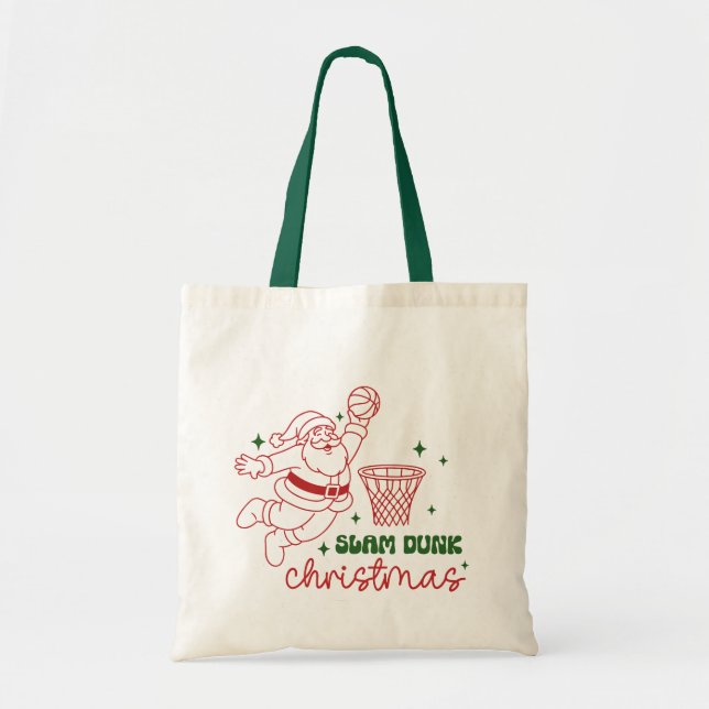 Slam Dunk Christmas Cute Basketball Santa Tragetasche (Vorne)