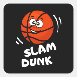 Slam Dunk Funny Basketball Kinder Sport Quadratischer Aufkleber