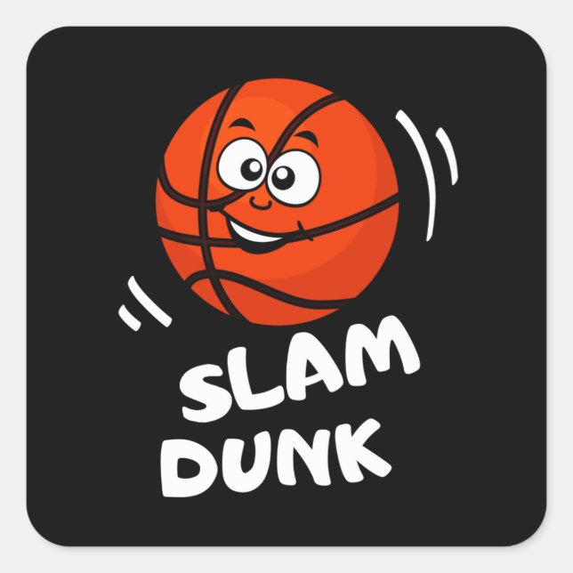 Slam Dunk Funny Basketball Kinder Sport Quadratischer Aufkleber (Vorderseite)