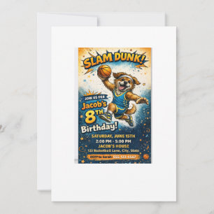 Slam Dunk Geburtstagseinladung – Spaßiger Basketba Einladung