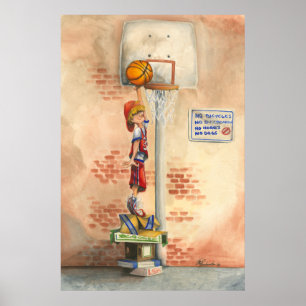 Slam Dunk on Basketball Hoop by Jay Throckmorton Poster