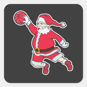 Slam Dunk Santa Claus Quadratischer Aufkleber