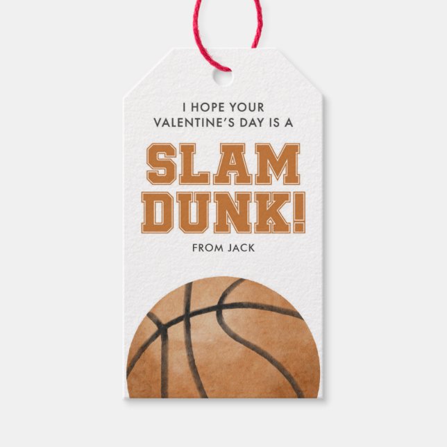 Slam Dunk Valentine Classroom Favor Tag Geschenkanhänger (Vorderseite)