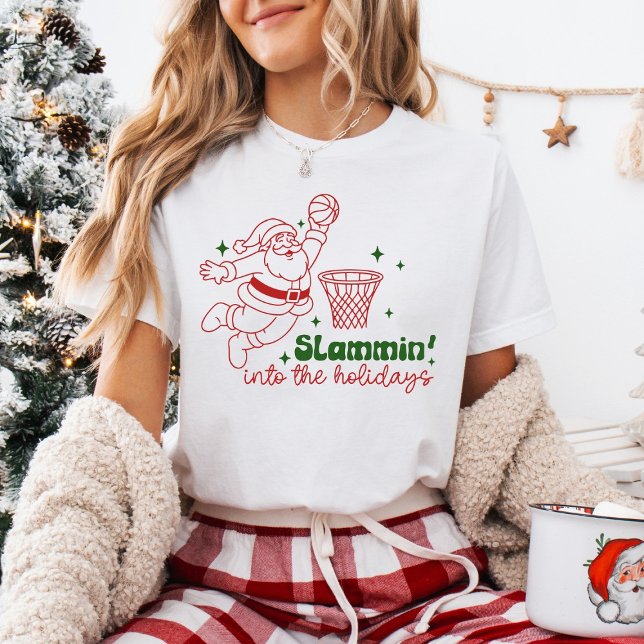 Slammin’ Into the Holidays Basketball Christmas T-Shirt (Von Creator hochgeladen)