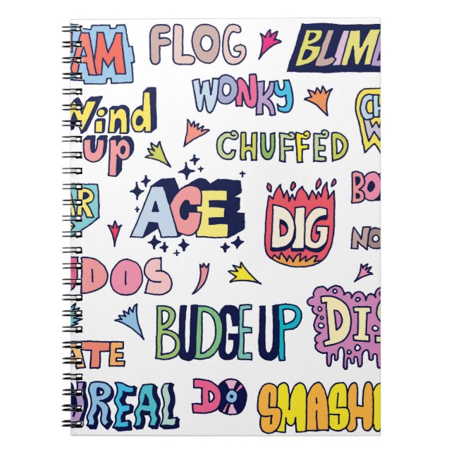 Slang Words Doodle Letter in englischer Sprache Notizblock (Vorderseite)