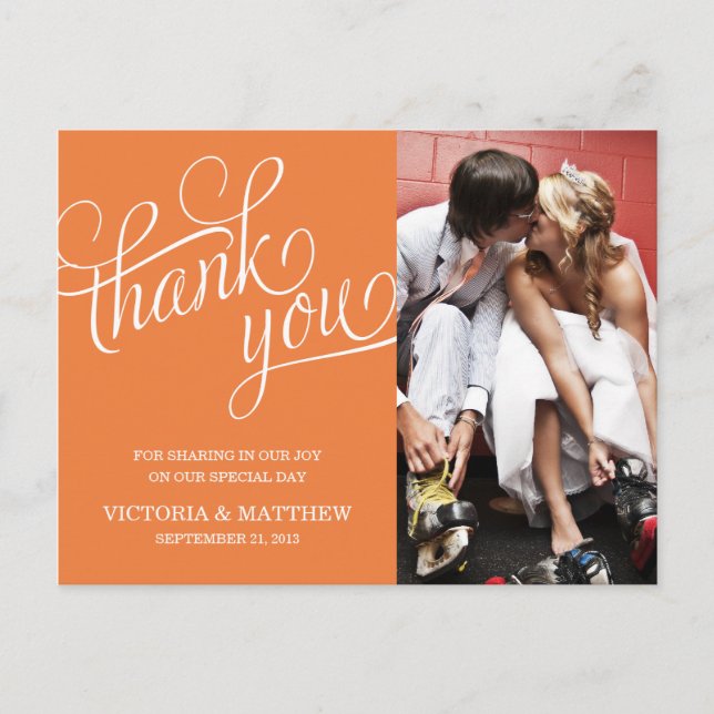 SLANTED Wird WEDDING THANK YOU POST CARD Postkarte (Vorderseite)