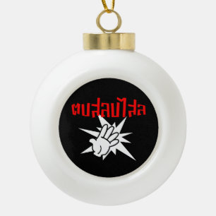 Slap You Alberne Ō Dop Salop Salai in Thai Script  Keramik Kugel-Ornament