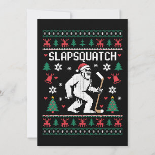 Slapsquatch Bigfoot Hockey hässlicher Weihnachtspu Einladung