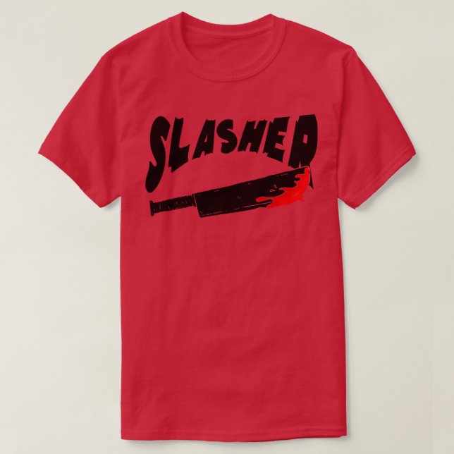 Slasher Big Knife mit Blut Horror Killer 1 T-Shirt (Design vorne)