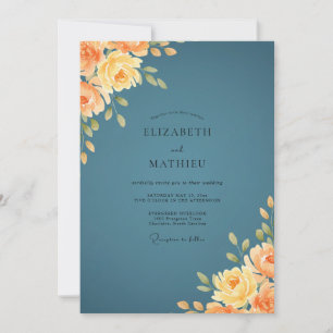 Slate Amber Bloom Hochzeit Einladung