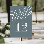 Slate and White Elegante Script-Tischnummern Tischnummer<br><div class="desc">Einfache und elegante Tischnummer-Karten mit Kalligraphie-Stil-Skript-Schriftart. Passen Sie jede Karte mit Ihren Tischnummern an,  um Anzug jeder Größe Hochzeit oder Party. Klicken Sie auf Anpassen,  um den Schriftart und die Farbe der Zahl zu ändern oder die Hintergrundfarbe zu ändern,  um ein eigenes,  einzigartiges Design zu erstellen.</div>
