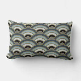 Slate Blue Art Deco Curve Muster Lendenkissen