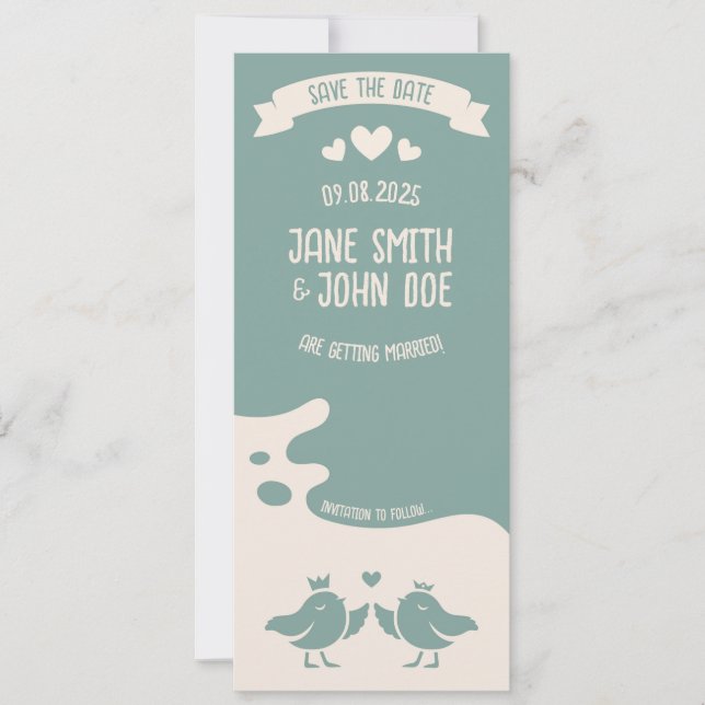Slate Blue Bird Song Save The Date (Vorderseite)