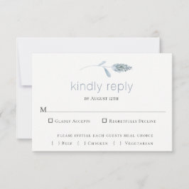 Slate Blue Botanical Wedding RSVP Card