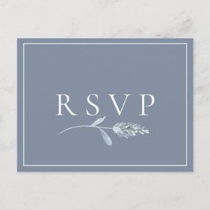 Slate Blue Botanical Wedding RSVP Song Request Einladungspostkarte