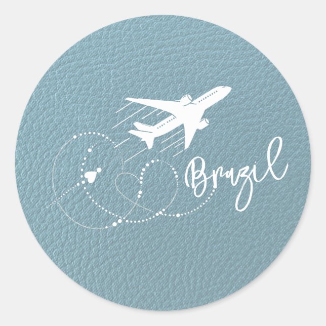 Slate Blue Brazil Passport Runder Aufkleber (Vorderseite)