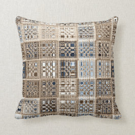 Slate Blue Brown Sari Mosaik Muster Art Kissen