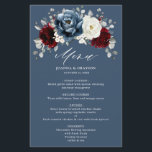 Slate Blue Burgundy White Ivory Boho Wedding Menu<br><div class="desc">Das Blumenmenü zu den Themen "Schieferbrunnen",  "Burgund",  "Weißes Elfenbein",  mit seinem edlen Bouquet aus Bordeaux,  Schiefer,  staubblauer Farbe,  Elfenbein-Rose,  Peony-Blume und staubigen,  grünen Eukalyptus-Blätter. Bitte kontaktieren Sie mich für weitere Hilfe bei der Anpassung oder wenn Sie ein anderes Produkt benötigen</div>