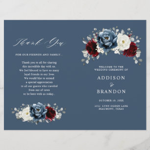 Slate Blue Burgundy White Ivory Floral Program