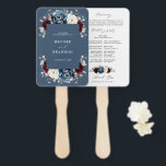 Slate Blue Burgundy White Ivory Wedding Program Fächer<br><div class="desc">Fan des Blumenhochzeitprogramms "Slate",  "Burgund",  "Weißes Elfenbein" mit seinem edlen Bouquet aus Bordeaux,  Schiefer,  staubblauer Farbe,  Elfenbein-Rose,  Peony-Blume und staubigen grünen Eukalyptus-Blätter. Bitte kontaktieren Sie mich für weitere Hilfe bei der Anpassung oder wenn Sie ein anderes Produkt benötigen</div>