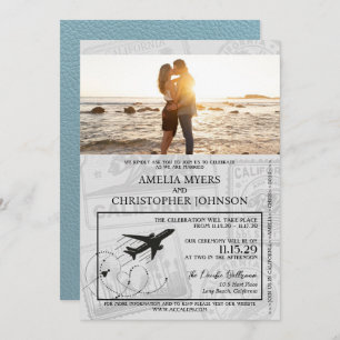 Slate Blue California Passport Wedding Einladung