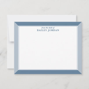Slate Blue & Dusty Blue Frame Men Stationery Mitteilungskarte