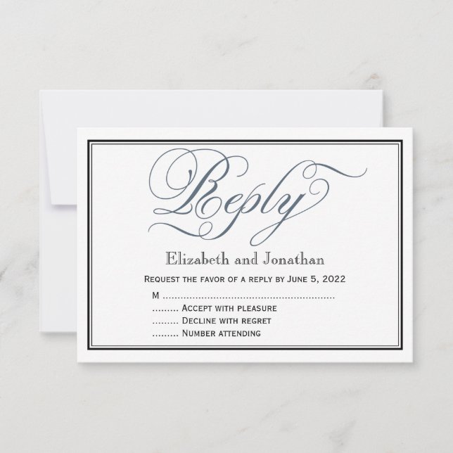 Slate Blue Elegante Script Repcard Einladung (Vorderseite)
