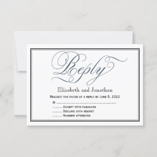 Slate Blue Elegante Script Repcard Einladung