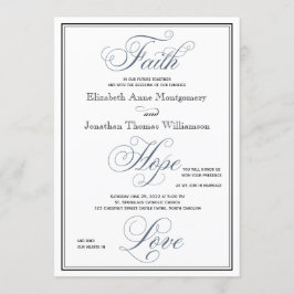 Slate Blue Faith Hope Liebe Christlich Hochzeit Einladung
