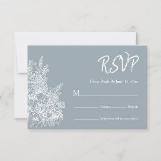 Slate Blue French Country Wedding RSVP Karte