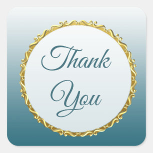 Slate Blue Gradient und Gold Danke Stickers
