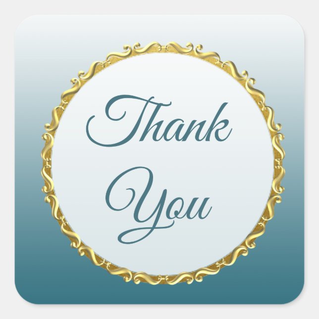 Slate Blue Gradient und Gold Danke Stickers (Vorderseite)
