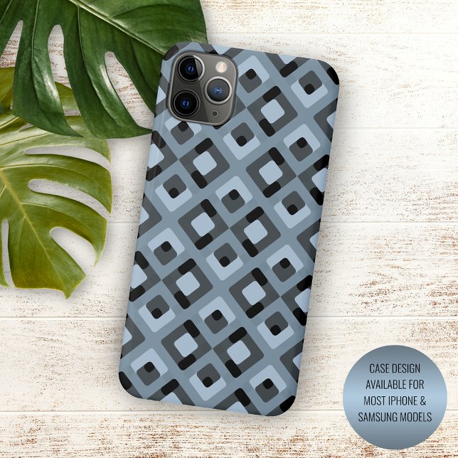 Slate Blue Gray Black Midjahrhundert Squares Muste Case-Mate iPhone Hülle (Von Creator hochgeladen)
