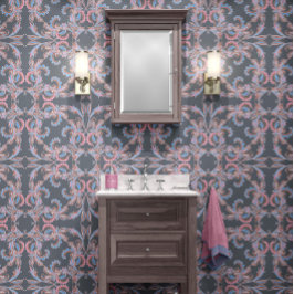 Slate Blue-Grey Baroque Ornamental Design Tapete