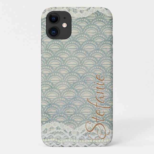 Slate Blue Lace Case-Mate iPhone Hülle (Rückseite)