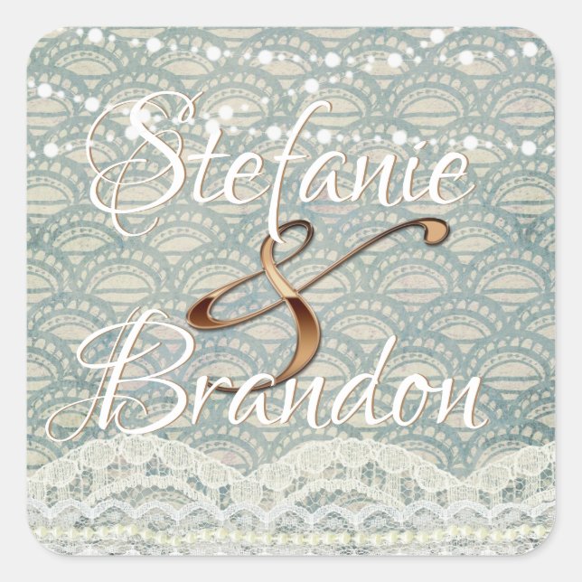 Slate Blue Lace Quadratischer Aufkleber (Vorderseite)