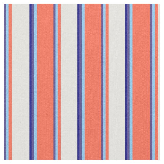 Slate Blue, Light Sky Blue, Red, Light Cyan & Blue Stoff (Nahaufnahme)