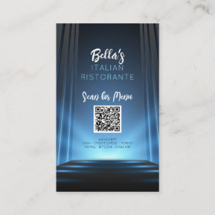 Slate Blue Menu Restaurant QR Code Business-Signie Visitenkarte