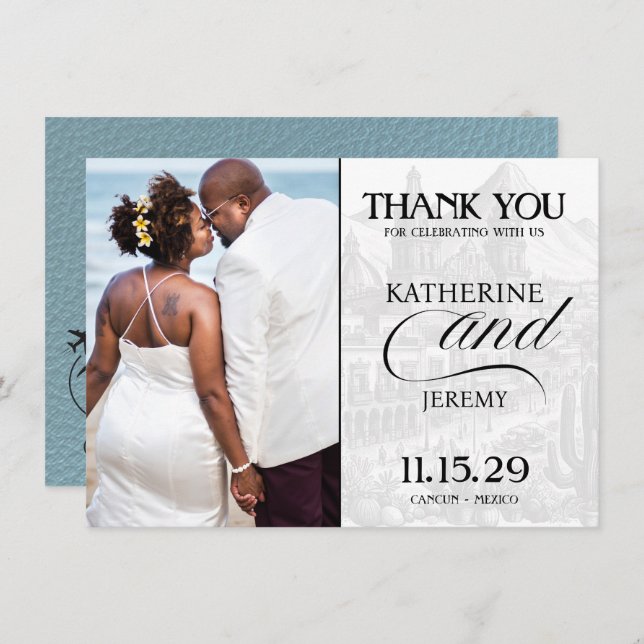 Slate Blue Mexico Passport Dankeskarte (Vorne/Hinten)