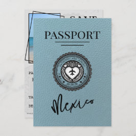 Slate Blue Mexico Passport Save the Date