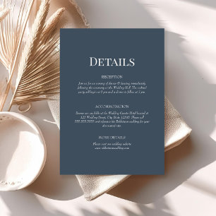 Slate Blue Monogram Wedding Details Enclosure Card Einladung