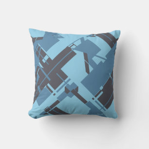 Slate Blue Navy Robin's Egg Blue Diagonal Design Kissen